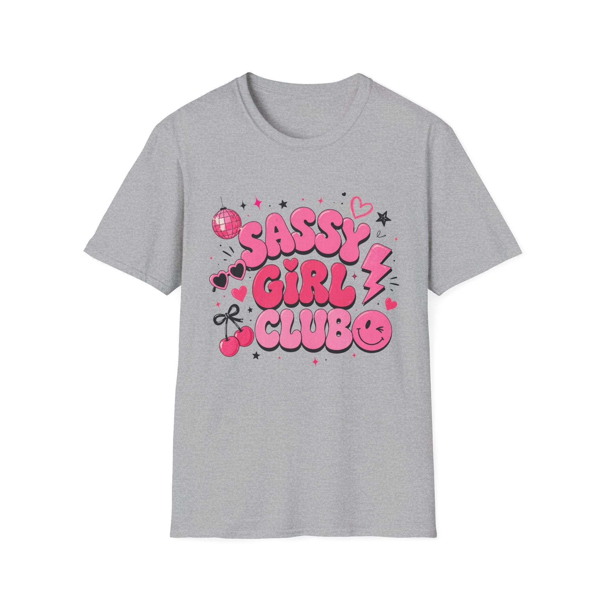 Sassy Girl Club T-Shirt — Retro Pink Bubble Letter Graphic Tee