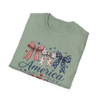 America 250 Years of Freedom Bow Shirt, Coquette Patriotic Trio Bow Tee 1776 2026, 4th of July Women's Vintage Bow T-Shirt, Gingham Stars Floral Patriotic Anniversary Gift