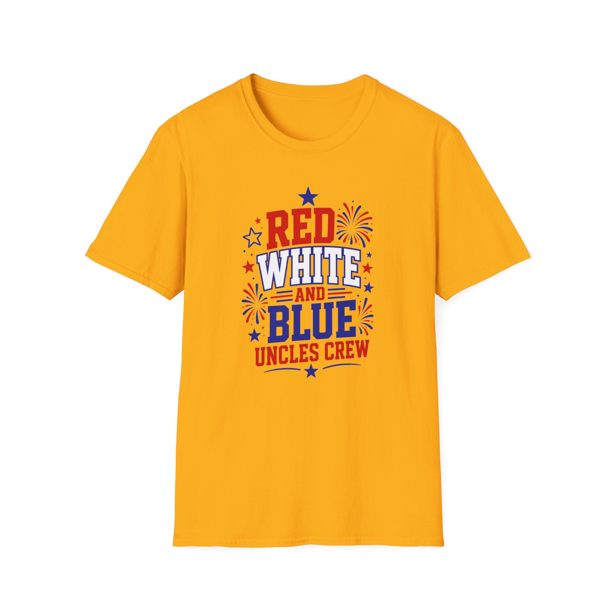 Patriotic Uncles Crew Graphic Tee - 4th of July Red White and Blue Uncle Fireworks cle T-Shirt