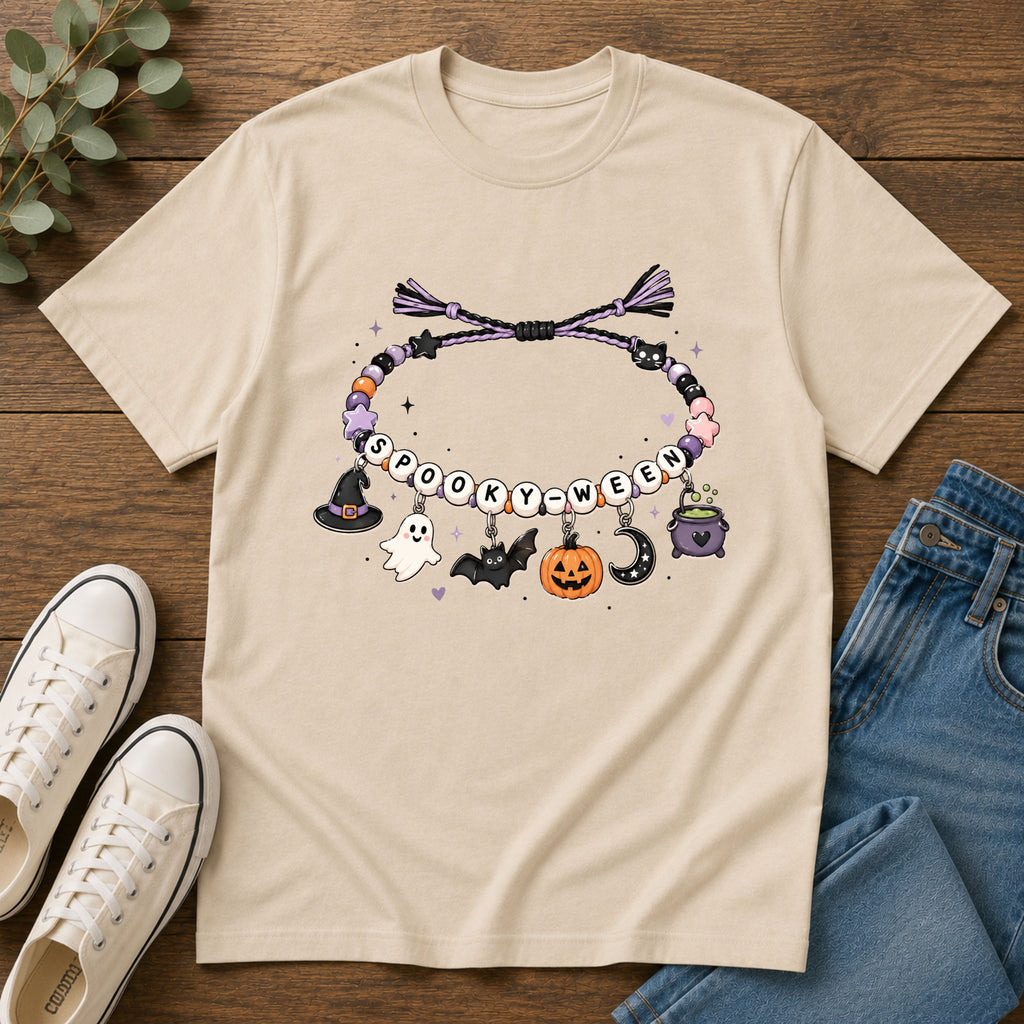 Halloween Spooky Vibes Friendship Bracelet Graphic T‑Shirt