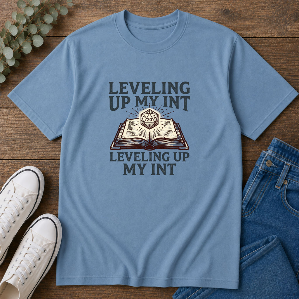 Leveling Up My INT T-Shirt — D20 Dice Gamer RPG Tee
