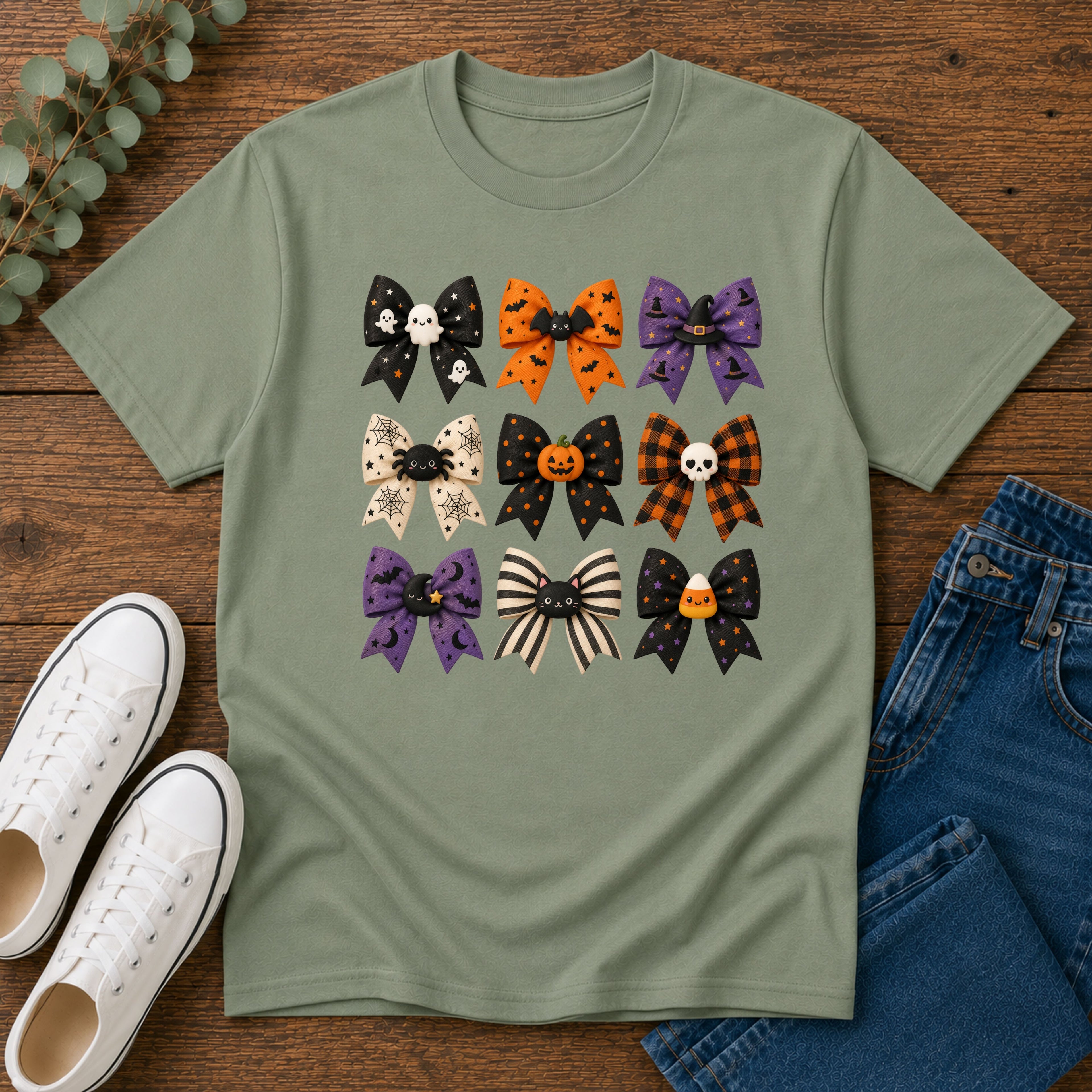 Halloween Bow Graphic T-Shirt — Cute Spooky Bows & Icons