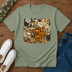 Halloween Vintage Graphic T-Shirt — Pumpkins, Cats & Spooky Night
