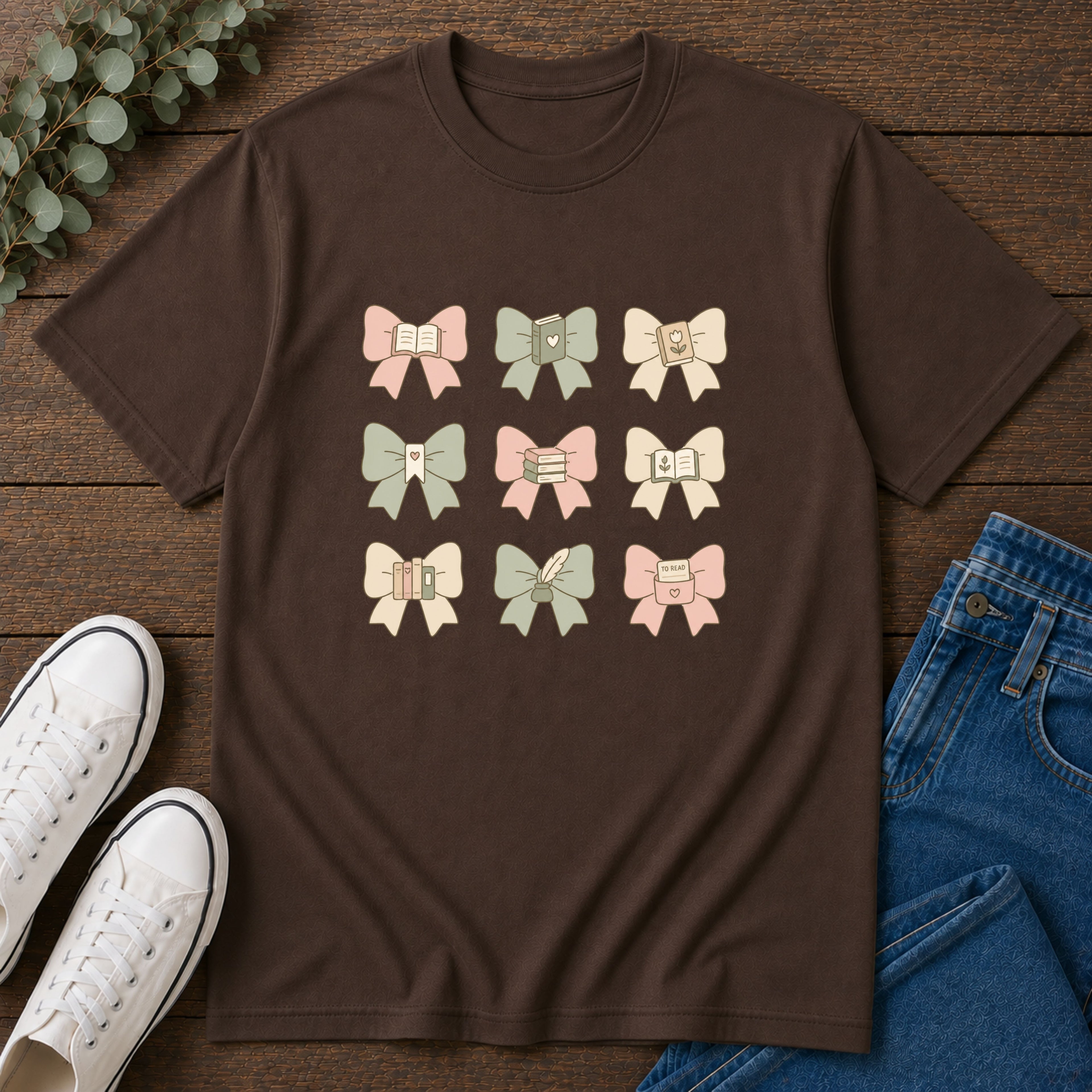 Bow Pattern T‑Shirt — Cute Pastel Bows Graphic Tee