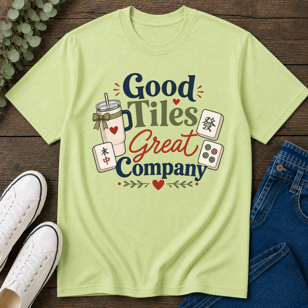Mahjong T-Shirt — "Good Tiles, Great Company" Casual Tee