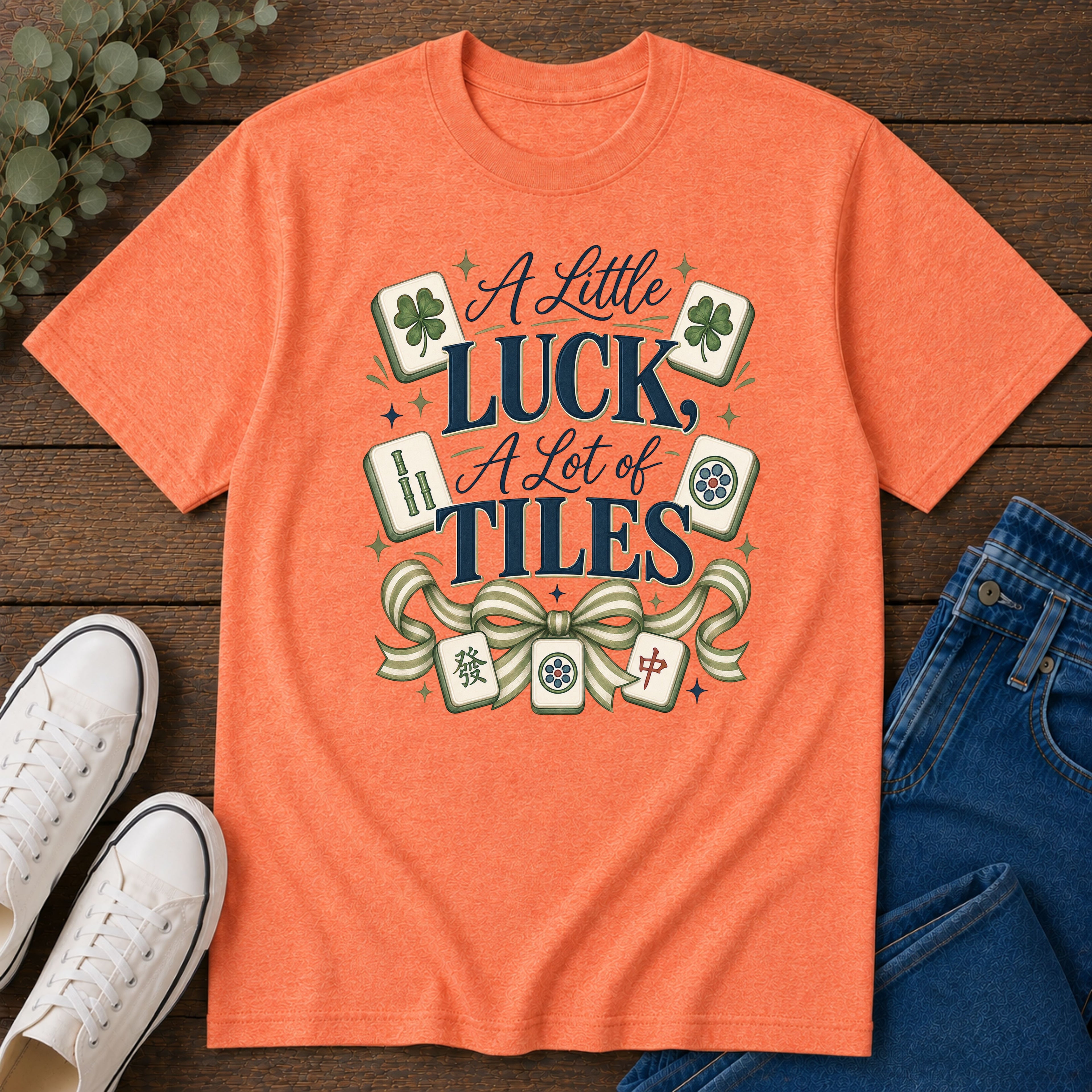 Mahjong T-Shirt — "A Little Luck, A Lot of Tiles" Casual Tee