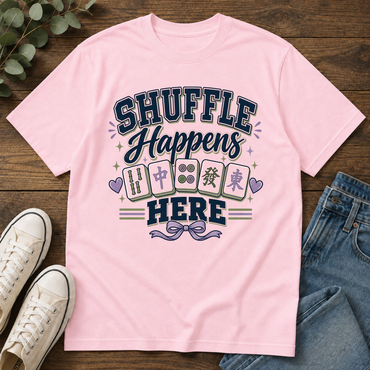 Shuffle Happens T-Shirt — Mahjong Player Tee