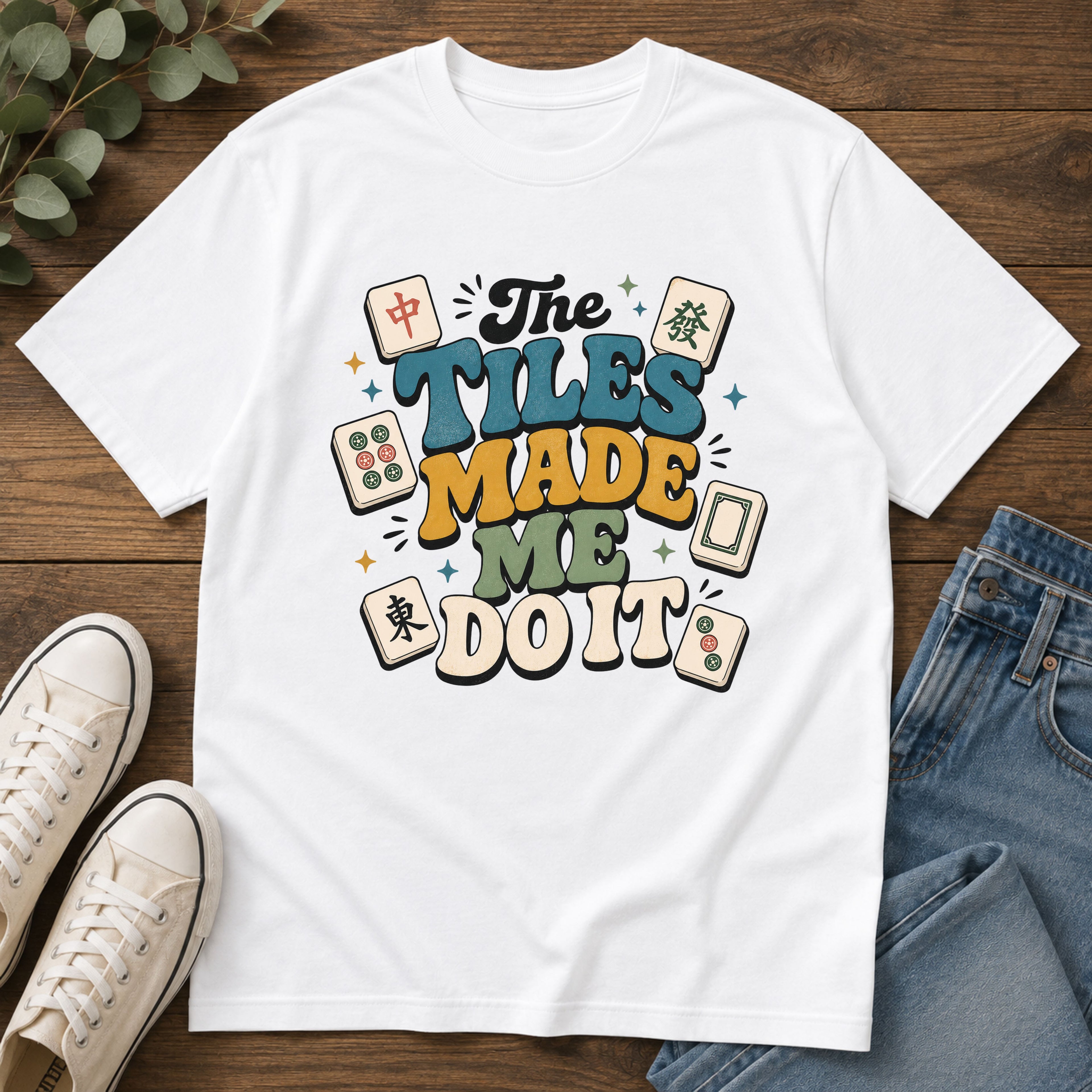 Mahjong "The Tiles Made Me Do It" Retro Graphic T-Shirt