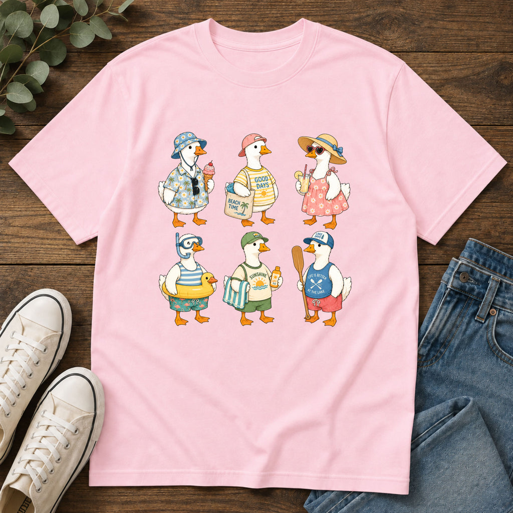 Cute Ducks Beach T-Shirt — Summer Vacation Ducklings Graphic Tee