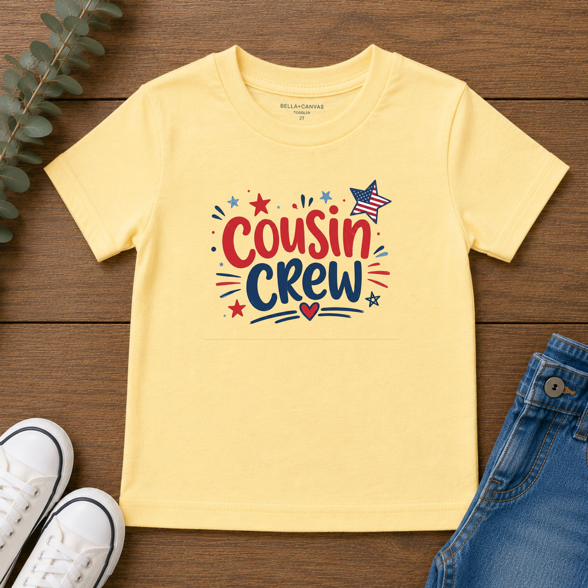 Cousin Crew Patriotic T-Shirt, Fourth of July Matching Family Tee, Retro Americana Graphic Shirt, Summer BBQ Outfit, Fireworks Celebration Apparel Toddler Short Sleeve Tee
