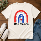 Patriotic Rainbow 250 Years T-Shirt, Boho 4th of July Rainbow Tee, America 250th Anniversary Shirt, Cute USA Rainbow Heart Gift, Independence Day