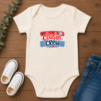 Cousin Crew Baby Onesie, Patriotic Red White Blue Infant Bodysuit, Cute USA Family Graphic Outfit, Fourth of July Celebration Wear Infant Fine Jersey Bodysuit