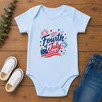 Fourth of July Baby Onesie, Patriotic USA Infant Outfit, Red White Blue Fireworks Bodysuit, Independence Day Celebration Wear Infant Fine Jersey Bodysuit