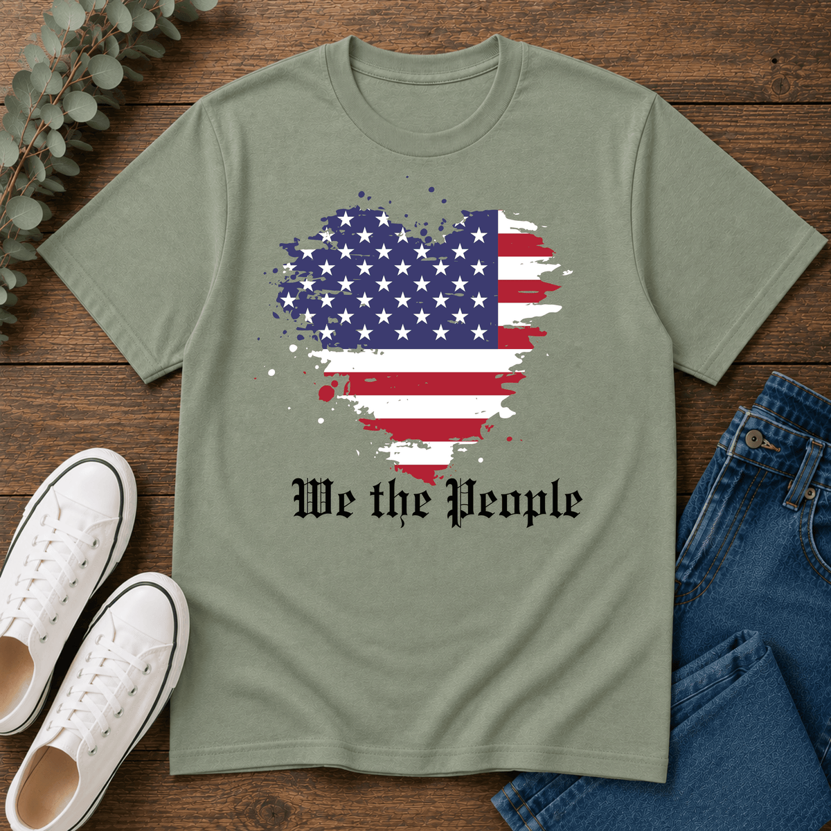 We the People T-Shirt, Distressed Splatter American Flag Tee, Patriotic Constitution Shirt, 4th of July USA Gift, Grunge Flag Shirt